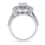 Rhodium Plated Sterling Silver Cubic Zirconia CZ Art Deco Milgrain Filigree Promise Ring