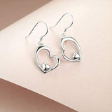 Sterling Silver Sideways Shaped Heart Dangle Drop Hooks Earrings Jewelry Gifts for Women Birthday