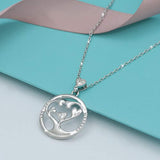 925 Sterling Silver Heart Choker Tree of Life with CZ Pendant Necklace