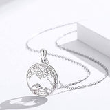 Elephant Tree of Life Necklace 925 Sterling Silver Mom and Baby Elephant Pendant Necklace for Women Girls with Gift Box