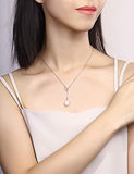 925 Sterling Silver  While teardrop Pearl Heart Pendant Necklace for Women