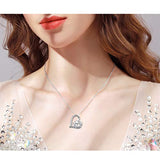 925 Sterling Silver Mother and Child Necklace Rabbit Pendant with Love Message Cute Animal Jewelry