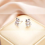 S925 Sterling Silver Frog Heart  Earrings For Women