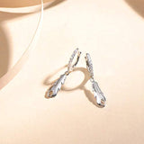 White Gold Plated 925 Sterling Silver CZ Cubic Zirconia Leaf Dangle Drop Small Hoop Earrings For Women Girls