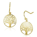 Gold Plated  Tree of Life Dangle Earrings Minimalist Jewelry Gifts for Women Mom Lover Family with Gorgeous Jewelry Box