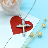 925 Sterling Silver Angel Wings  Pendant Memorial Necklace - Ashes Keepsake Cremation Jewelry