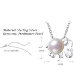 Sterling Silver 7mm Freshwater Pearl Necklace Animal Collection Cute Small Single Pearl Pendant Necklace Fine Jewelry for Women Girls 16