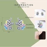 S925 Sterling Silver Cubic Zircon Cute Kid Unicorn Stud Earrings For Women