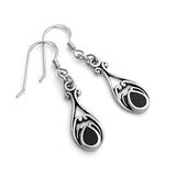 925 Sterling Silver Gemstone Filigree Dangle Hook Earrings