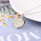 S925 Sterling Silver Cremation Jewelry for Ashes Memorial Gold Tree of Life Keepsake Heart Urn Necklace for Women