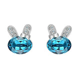 925 Sterling Silver CZ Lovely Bunny Stud Earrings Adorned With Crystals