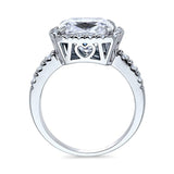 Rhodium Plated Sterling Silver Cushion Cut Cubic Zirconia CZ Statement Halo Engagement Ring