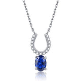 925 Sterling Silver Birthstone Gemstone CZ Halo Pendants Necklace Women