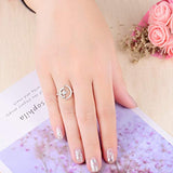 Sterling Silver Moon Sun Ring for Women Girls Crescent Moon&Star Adjustable Wrap Open Ring