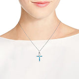 Hieroglyph Eternal Life Cross Turquoise 925 Sterling Silver Pendant Necklace