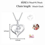 S925 Sterling Silver Keep Lucking Going Elephant Love Heart Necklace for Women Girls