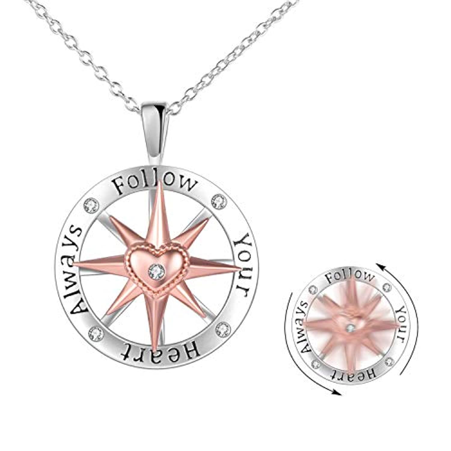 Mother & Daughter Necklace, Multiple Styles, Compass / Rose Gold