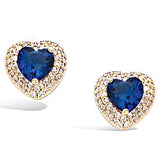 Yellow Gold plated  Created Sapphire Halo Cubic Zirconia CZ Stud Earrings  Fashion Jewelry