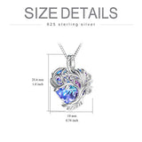 Tree of Life Necklace 925 Sterling Silver Purple Heart Crystal Pendant Jewelry Gifts for Women Teen Girls Wife Mom and Girlfriend Birthday