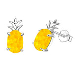  Silver Pineapple Opal Stud Earrings