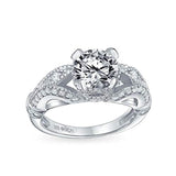 3CT Antique Style Round Brilliant Solitaire 925 Sterling Silver Micropave Filigree AAA CZ Engagement Ring For Women