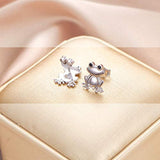 S925 Sterling Silver Frog Heart  Earrings For Women