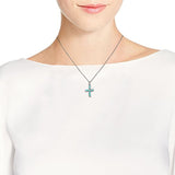 Infinity Twist Cross Turquoise 925 Sterling Silver Pendant Necklace