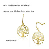 Gold Plated  Tree of Life Dangle Earrings Minimalist Jewelry Gifts for Women Mom Lover Family with Gorgeous Jewelry Box