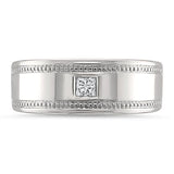 14k White Gold Princess-cut Natural Diamond Genltemen's Wedding Band Ring (1/6 cttw, I-J, I1-I2)