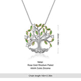 Family Tree of Life Pendant Necklace for Women White Gold Plated Necklace Jewelry with Brilliant Leaves Birthday Gift for Her