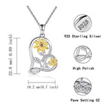 Sunflower Necklace You are My Sunshine - 925 Sterling Silver Love Heart Daisy Pendant Neckalce Jewelry Gift for Women Friend Wife Daughter