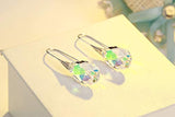 Aurora Borealis Crystal Earrings For Women, Ladies Friends White Gold Plated Hypoallergenic Dangle Earring Jewelry