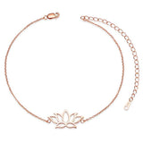 Lotus Flower Pendant Anklets 925 Sterling Silver Gold/Platinum/Rose Gold Plated Chain Charm Jewelry For Women