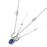 925 Sterling Silver Birthstone Gemstone CZ Halo Pendants Necklace Women