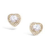 Yellow Gold plated Created Sapphire Halo Cubic Zirconia CZ Stud Earrings  Fashion Jewelry