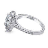 Rhodium Plated Sterling Silver Oval Cut Cubic Zirconia CZ Halo Engagement Ring