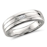 14k White Gold Baguette Diamond Men's Comfort Fit Wedding Band Ring