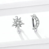 925 Sterling Silver Jewelry Star and Moon Hoop Earrings for Women Sterling Silver Fine Jewelry Gifts