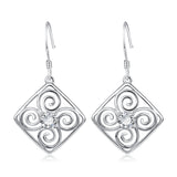 Elegant  Rectangular  Earrings Jewelry With White Crystal Design