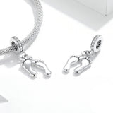 925 Sterling Silver Little Feet Charm For Women Silver Beads Jewelry