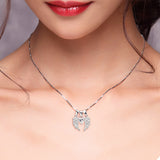 Cubic Zirconia The Wings Of A Angel And Heart Shape Necklace Shining 925 Sterling Silver