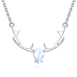 S925 Sterling Silver Jewelry Moonstone Pendant Antlers Item Clavicle Chain A Deer Have You Necklace Female