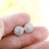 Sun Flower Round Earrings Cubic Zirconia Design Jewelry Fashionable