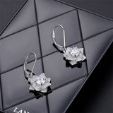 S925 Sterling Silver Rose Crystal Drop Earrings