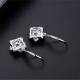 Silver Rose Crystal Drop Earrings