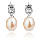 Pearl Drop Mounting Earrings Jewelry Lady Elegant Silver Earrings