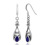 925 Sterling Silver Gemstone Filigree Dangle Hook Earrings