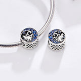 S925 sterling silver Oxidized zirconia Moon cat charms