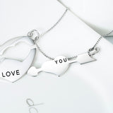 Heart Love You Necklace 925 Sterling Silver Gift Jewelry For Girls