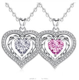 Two Heart shape zircon crystal necklace